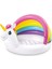 Renkli Unicorn Şekilli Şişme Bebek Havuzu, Gölgelikli, 127x102x69 cm, Pompa dahil değil 1