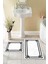 Yıkanabilir Kaymaz Tabanlı Banyo Halısı ve Paspas Takımı, Beyaz, 2'li Set 1