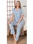Kadın Mavi Kalp Desenli Patlı Pijama Takımı 1
