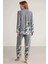 Kadın Uzun Kollu Ön Düğmeli Pijama Takımı 4