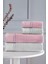 Pembe ve gri renkli şık, rahat hamam takımı seti, pamuk polyester materyal 1