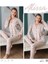 Bayan Önü Düğmeli Desenli Pijama Takımı 1