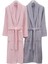 Yumuşak ve şık aile bornoz seti, gri-pudra renk, rahat kullanım, bambu materyal, 10+ parça 3