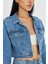 Taş Işlemeli Crop Denim Ceket 2