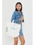 Taş Işlemeli Crop Denim Ceket 5