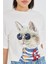 Pullu Gözlüklü Kedi Baskılı T-Shirt 3