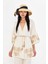 Nakışlı Hasır Kemerli Keten Görünümlü Kimono 1