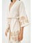 Nakışlı Hasır Kemerli Keten Görünümlü Kimono 4