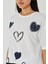 Çoklu Kalp Baskılı Taşlı T-Shirt 3