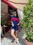 Kadın Kısa Kol Bisiklet Yaka Biye Detaylı Tshirt Şort Modal Kumaş Takım 3