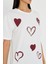Çoklu Kalp Baskılı Taşlı T-Shirt 3