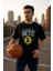 Erkek Oversize Nets Baskılı Pamuklu T-Shirt 1