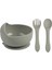 Silikon Beslenme Seti Silikon Mama Tabağı ve Kasesi, Pipet, Önlük, Çatal-Kaşık, Bardak / Gri Renk 5