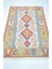 Uşak Yünden El Dokuma Yeşil, Mavi ve Kırmızı Renk Kilim 90X120 cm (1,08 M²) 2