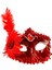 Gösteri Balo Kostümü İçin 16 x 22 cm Kırmızı Mat Yan Tüylü Gül Maske 1
