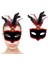 Kostümü İçin 17 x 25 cm Kırmızı Dantel Siyah Kırmızı Tüy Süet Maske 1