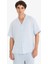 %100 Keten Relax Fit Apaş Yaka Kısa Kollu Gömlek F4597AX25HS 4