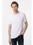 Beyaz Slim Fit Armürlü Bisiklet Yaka Tişört 2