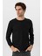 Siyah Slim Fit Armürlü Bisiklet Yaka Triko Kazak 1