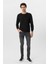 Siyah Slim Fit Armürlü Bisiklet Yaka Triko Kazak 4