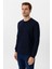 Lacivert Slim Fit Armürlü Bisiklet Yaka Sweatshirt 4