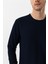 Lacivert Slim Fit Armürlü Bisiklet Yaka Sweatshirt 5