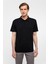 Siyah Regular Düz Polo Yaka Triko Tişört 1