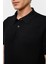 Siyah Regular Düz Polo Yaka Triko Tişört 4