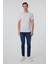 Beyaz Slim Fit Armürlü Bisiklet Yaka Tişört 3