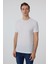 Beyaz Slim Fit Armürlü Bisiklet Yaka Tişört 5