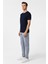 Lacivert Slim Fit Armürlü Bisiklet Yaka Tişört 4