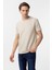 Bej Slim Fit Armürlü Bisiklet Yaka Tişört 2