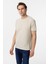 Bej Slim Fit Armürlü Bisiklet Yaka Tişört 3