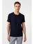 Lacivert Slim Fit Armürlü Bisiklet Yaka Tişört 1
