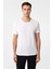 Beyaz Slim Fit Armürlü Bisiklet Yaka Tişört 1