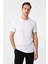Beyaz Slim Fit Armürlü Bisiklet Yaka Tişört 2