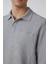 Gri Regular Armürlü Polo Yaka Triko 3