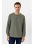 Yeşil Slim Fit Armürlü Bisiklet Yaka Triko Kazak 1
