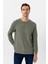 Yeşil Slim Fit Armürlü Bisiklet Yaka Triko Kazak 2