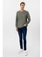Yeşil Slim Fit Armürlü Bisiklet Yaka Triko Kazak 3