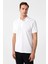 Beyaz Slim Fit Armürlü Polo Yaka Tişört 1