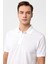 Beyaz Slim Fit Armürlü Polo Yaka Tişört 2