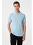 Buz Mavi Slim Fit Armürlü Polo Yaka Tişört 1