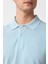 Buz Mavi Slim Fit Armürlü Polo Yaka Tişört 3