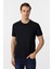 Lacivert Slim Fit Armürlü Bisiklet Yaka Tişört 1