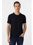 Lacivert Slim Fit Armürlü Bisiklet Yaka Tişört 2