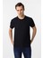 Lacivert Slim Fit Armürlü Bisiklet Yaka Tişört 3