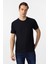 Lacivert Slim Fit Armürlü Bisiklet Yaka Tişört 4