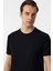 Lacivert Slim Fit Armürlü Bisiklet Yaka Tişört 5