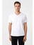 Beyaz Slim Fit Düz V Yaka Tişört 1